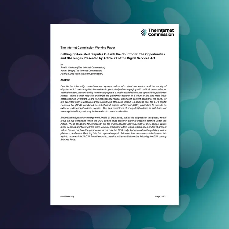 The Internet Commission Working Paper